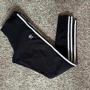 Black and white stripe adidas leggings